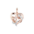 Colgante corazón madre e hijo en Oro Rosa, Oro 14K, baño de dos colores