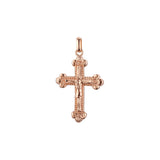 Rose Gold Russian Orthodox Cross budded pendant