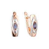 Solitaire Marquise Russian Lock Rose Gold, two tone Russian Lock Earrings
