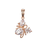 Cluster white CZs Rose Gold Heart Pendant