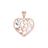 Heart and leaves pendant in Rose Gold two tone, 14K Gold plating colors