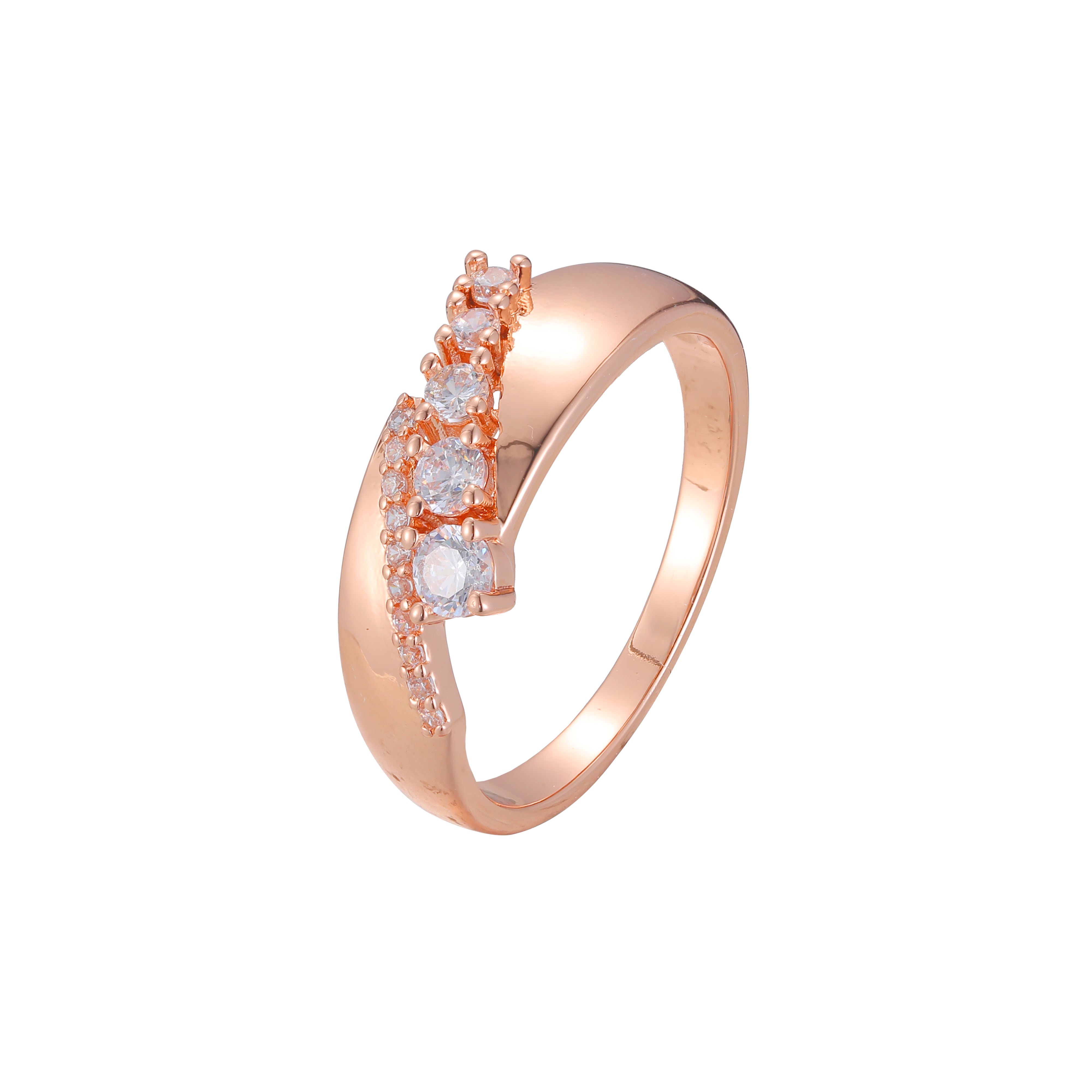 Cluster-Ringe aus runden und smaragdgeschliffenen Steinen aus Ros¨¦gold