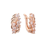 .Luxurious thousands leaves and white CZs Rose Gold earrings