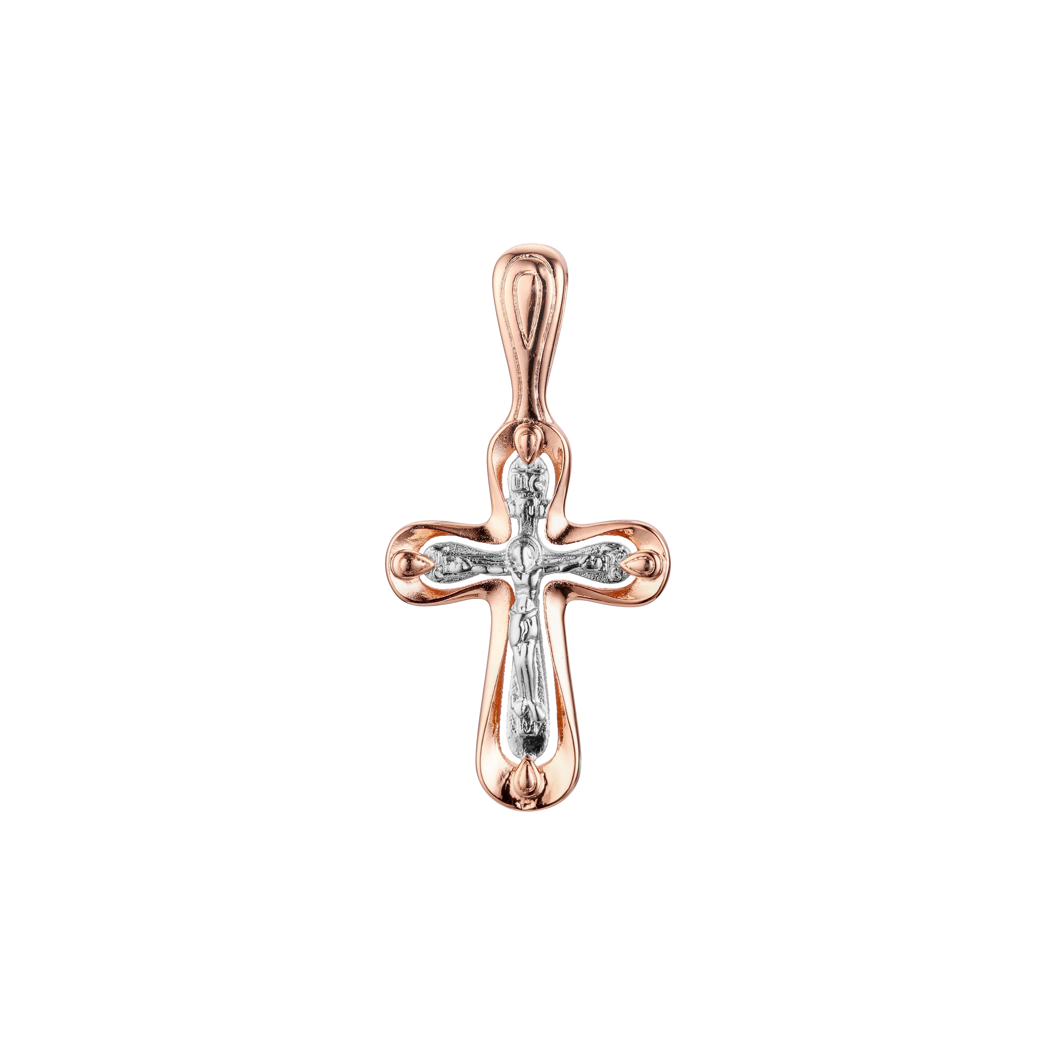 🔥 Eastern Orthodox Russian pendant in Rose Gold two tone, 14K Gold plating colors
