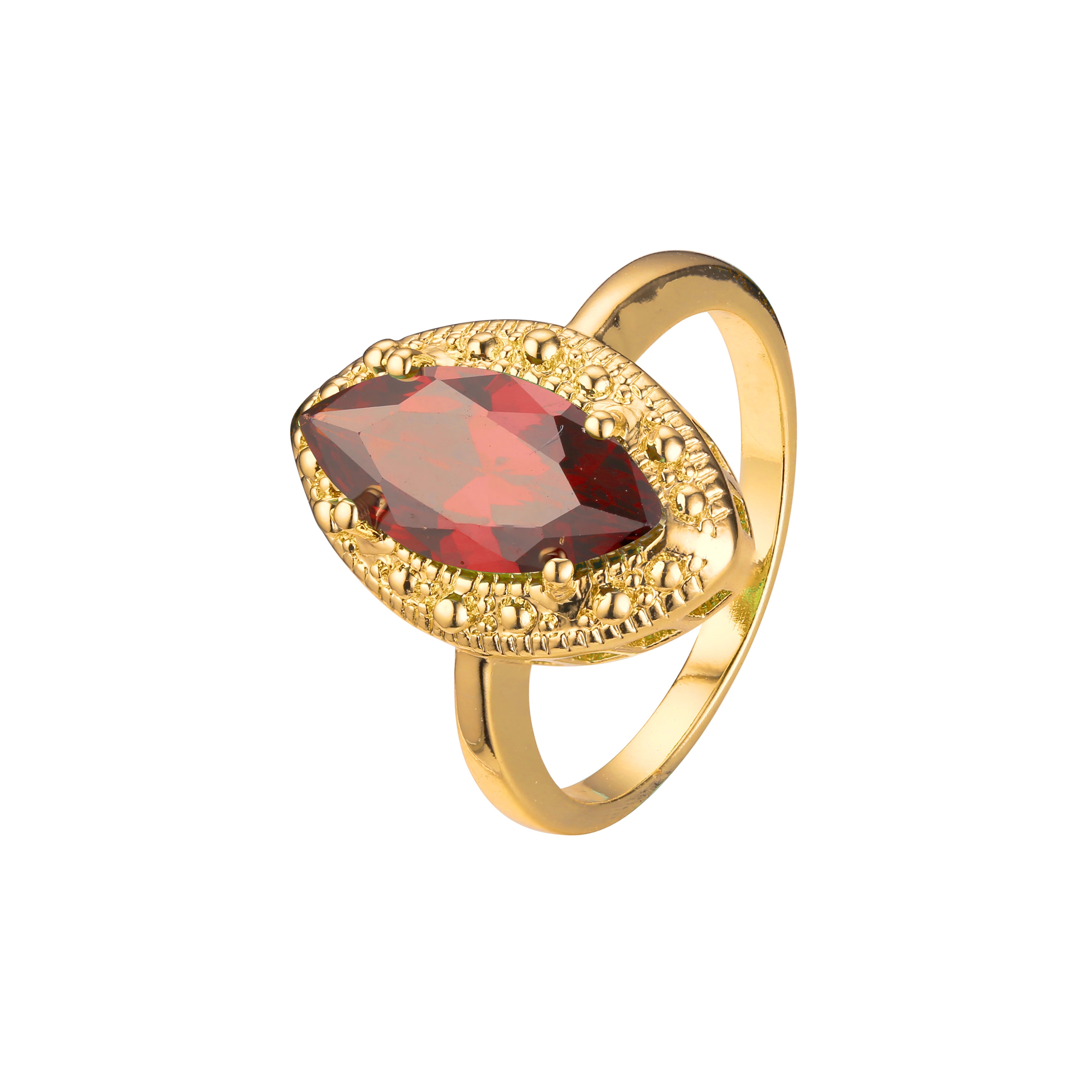 Solitario Marquesa grandes anillos de piedra pavimentados con cuentas en colores de baño de oro de 18 quilates, Oro 14K y oro rosa