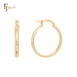 Rhombus Textured 14K Gold hoop earrings
