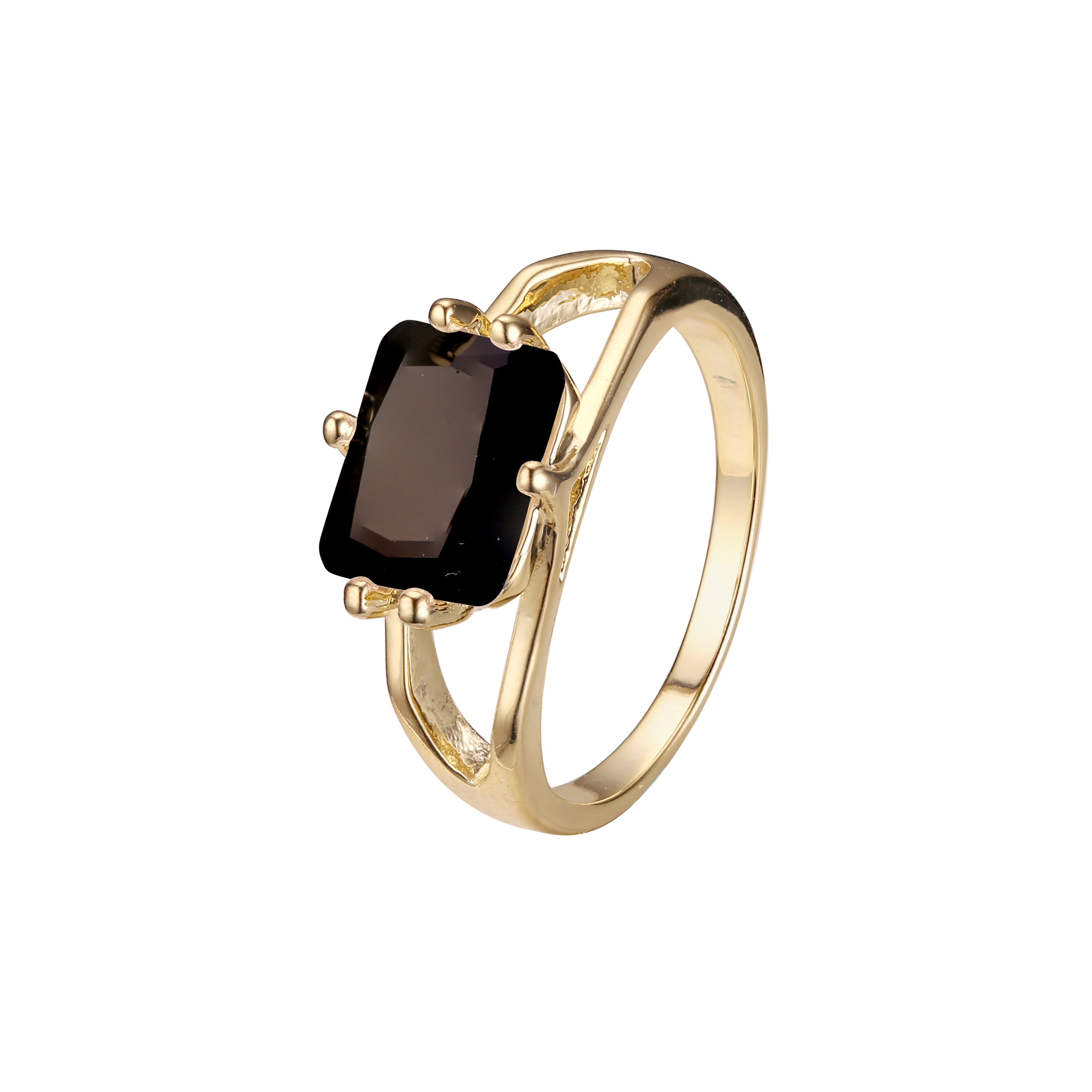 Solitaire emrald cut stone plain design rings in 18K Gold, 14K Gold, Rose Gold plating colors