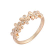 Cinco flores pavimentadas anéis de ouro rosa cz branco