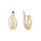 Flamme und Blätter 14K Gold, Roségold, zweifarbige Ohrringe