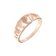 Leaves and paved leaves rings plated in Rose Gold colors