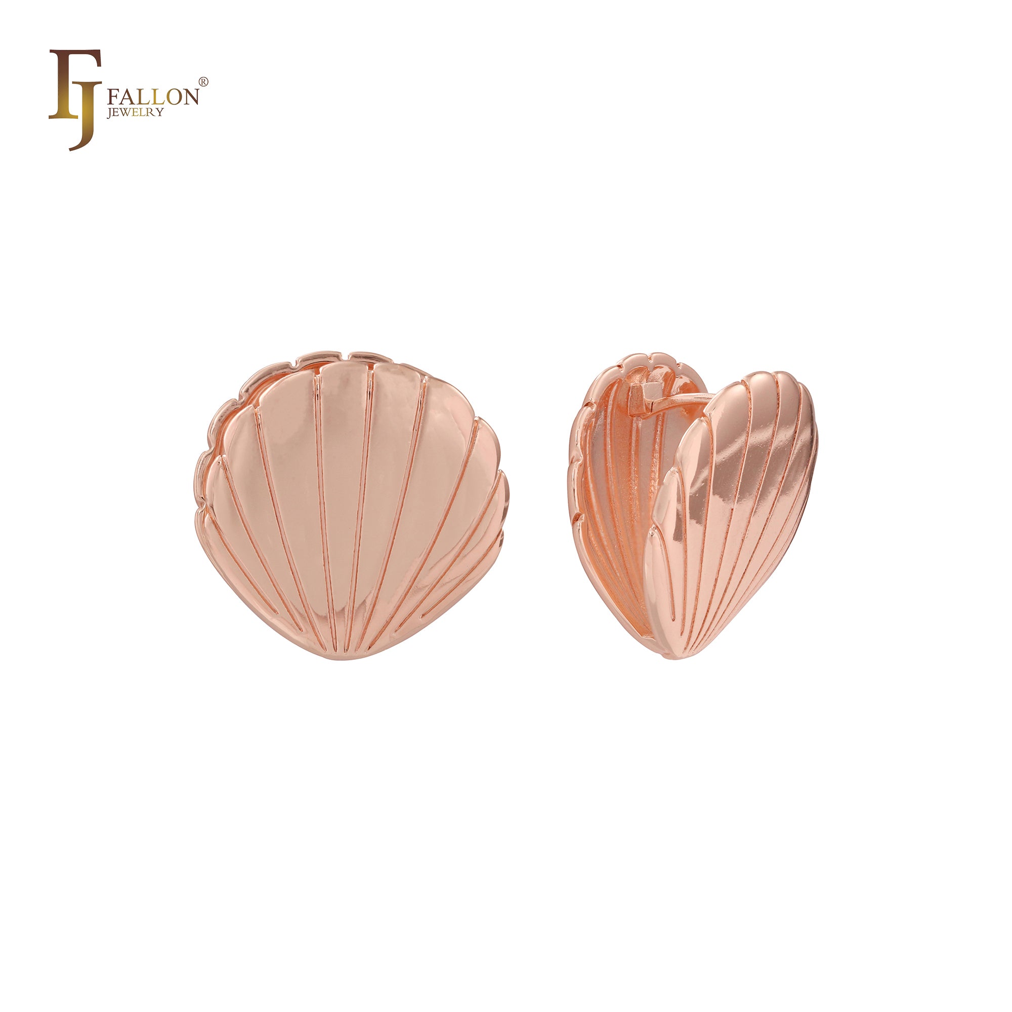 Pendientes huggie en forma de concha de oro de 14 quilates y oro rosa