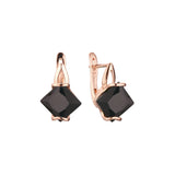 .ソリティア エメラルド カット CZ イヤリング、14K ゴールド、ローズゴールド メッキ カラー