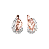 Brincos Leaves em ouro 14K, ouro rosa, duas cores de revestimento
