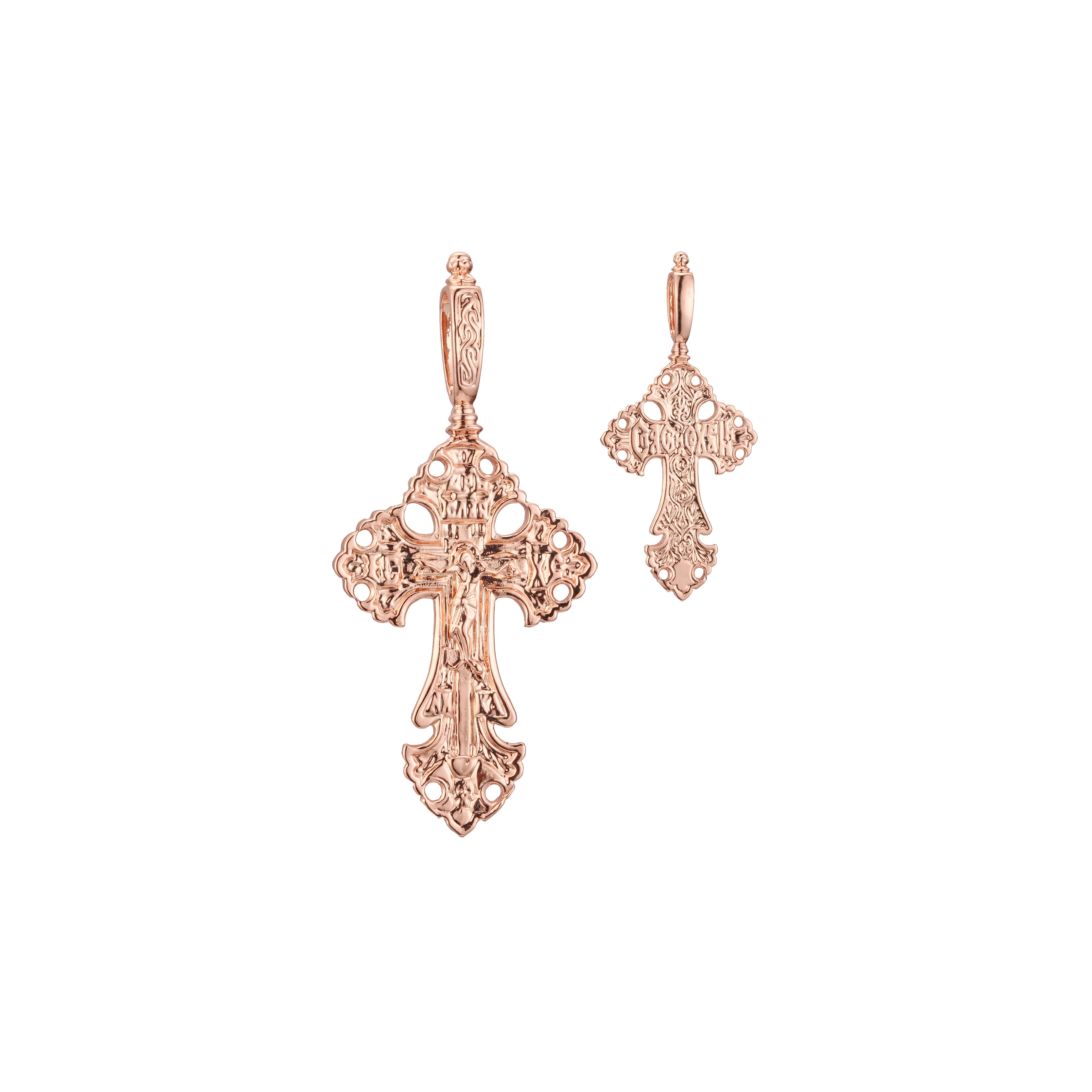 Pingente de cruz de malta ortodoxa em ouro rosa