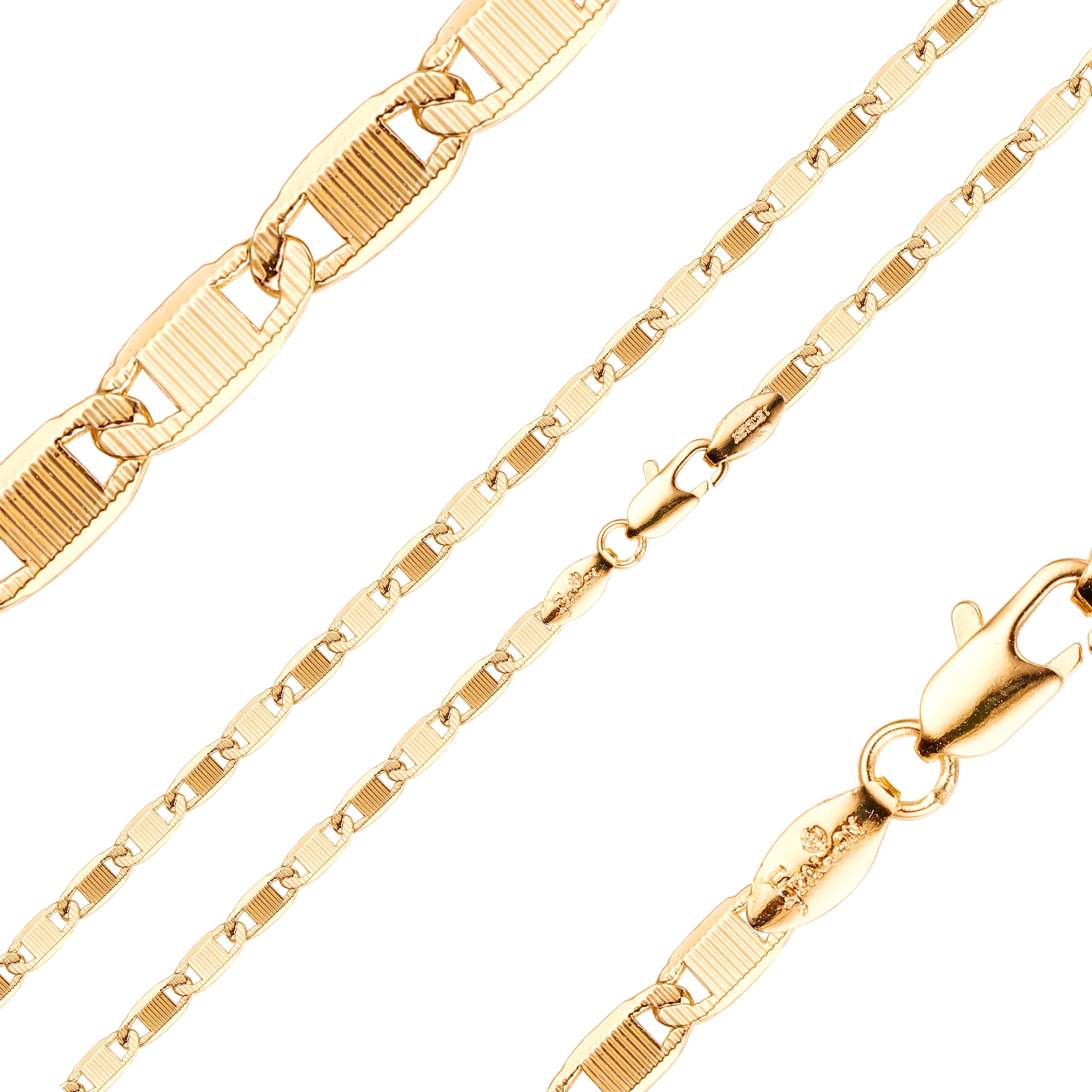 Correntes marteladas com banda de elos Mariner banhadas em ouro 14K, ouro rosa, ouro 18K