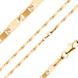 Correntes marteladas com banda de elos Mariner banhadas em ouro 14K, ouro rosa, ouro 18K