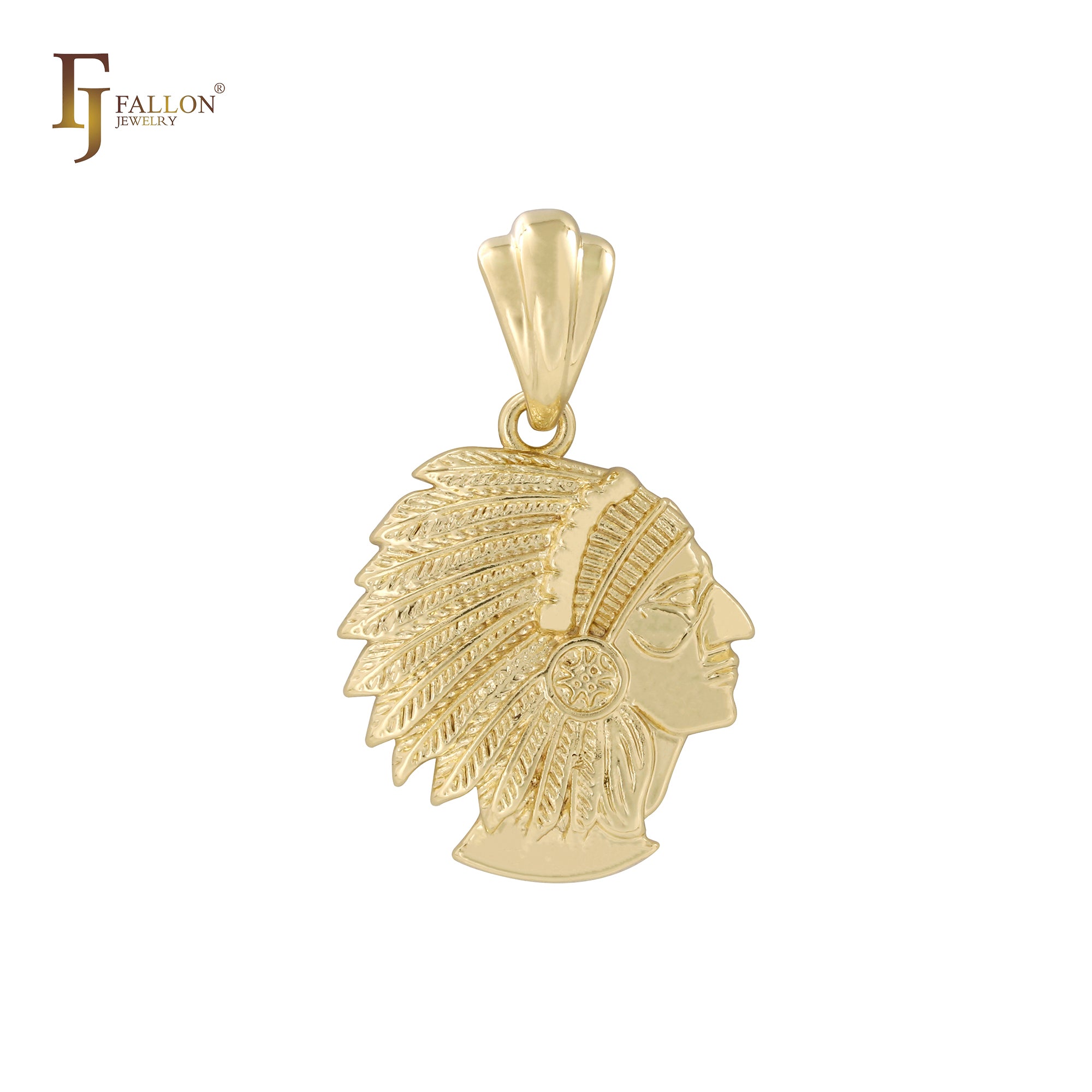 Indian chief portrait 14K Gold Pendant