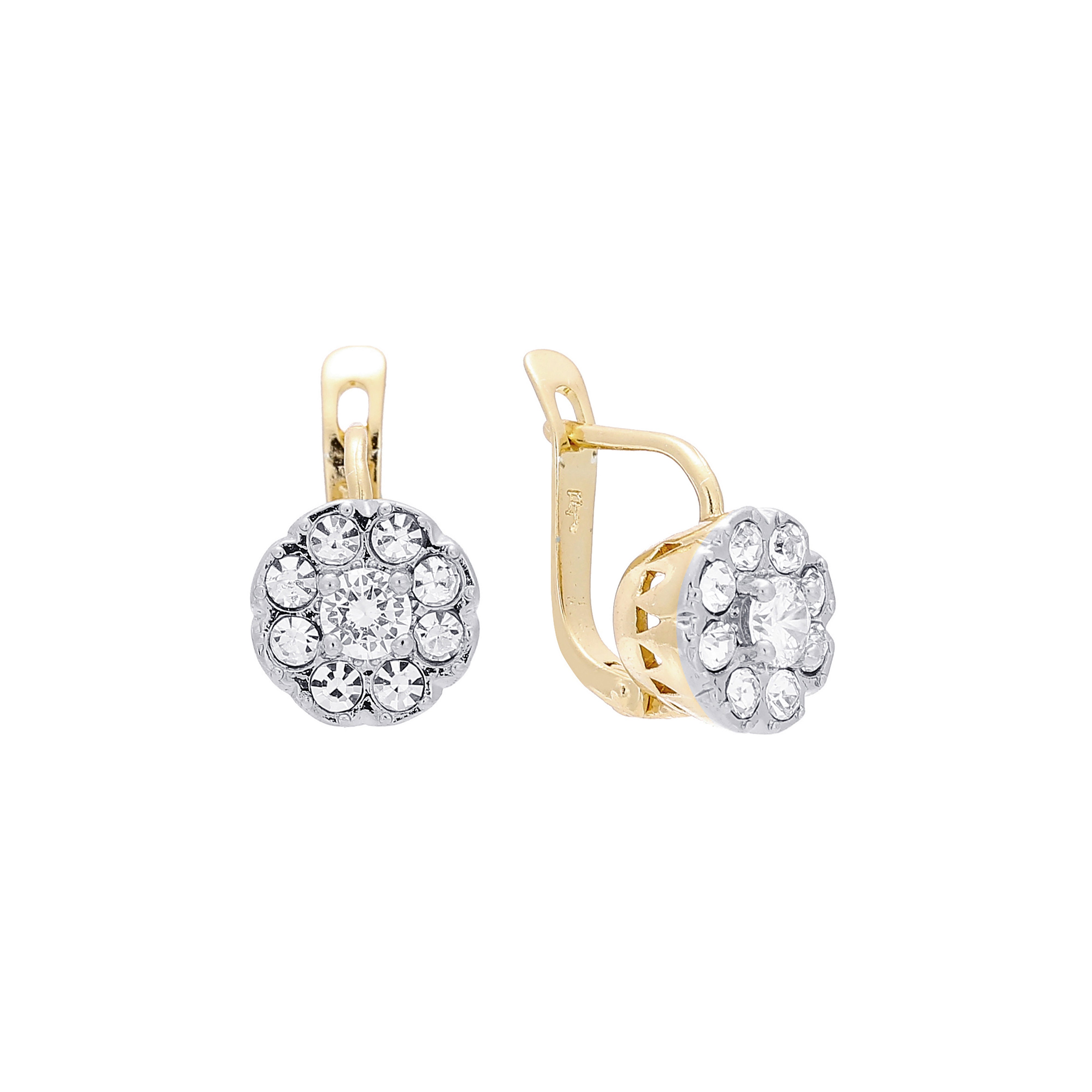 Aretes de racimo en Oro de 14K, Oro Rosa, baño de dos colores