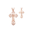 Rose Gold Russian Orthodox Crucifix Cross budded pendant