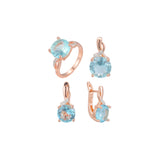 Rose Gold two tone big solitaire lake blue stone