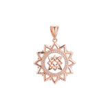 Slavic Sun Symbol RoseGold, 14K Gold Pendant with Eternal Knot Design – Rose Gold Plated with CZ Accents