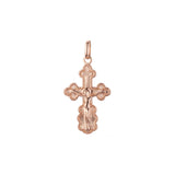 🔥 Eastern Orthodox Russian budded pendant in 14K Gold, Rose Gold two tone & White Gold plating colors
