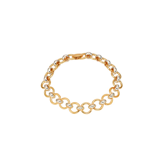 {カスタマイズ} Rolo ラウンド ファンシー リンク 14K ゴールド ツートーン チェーン