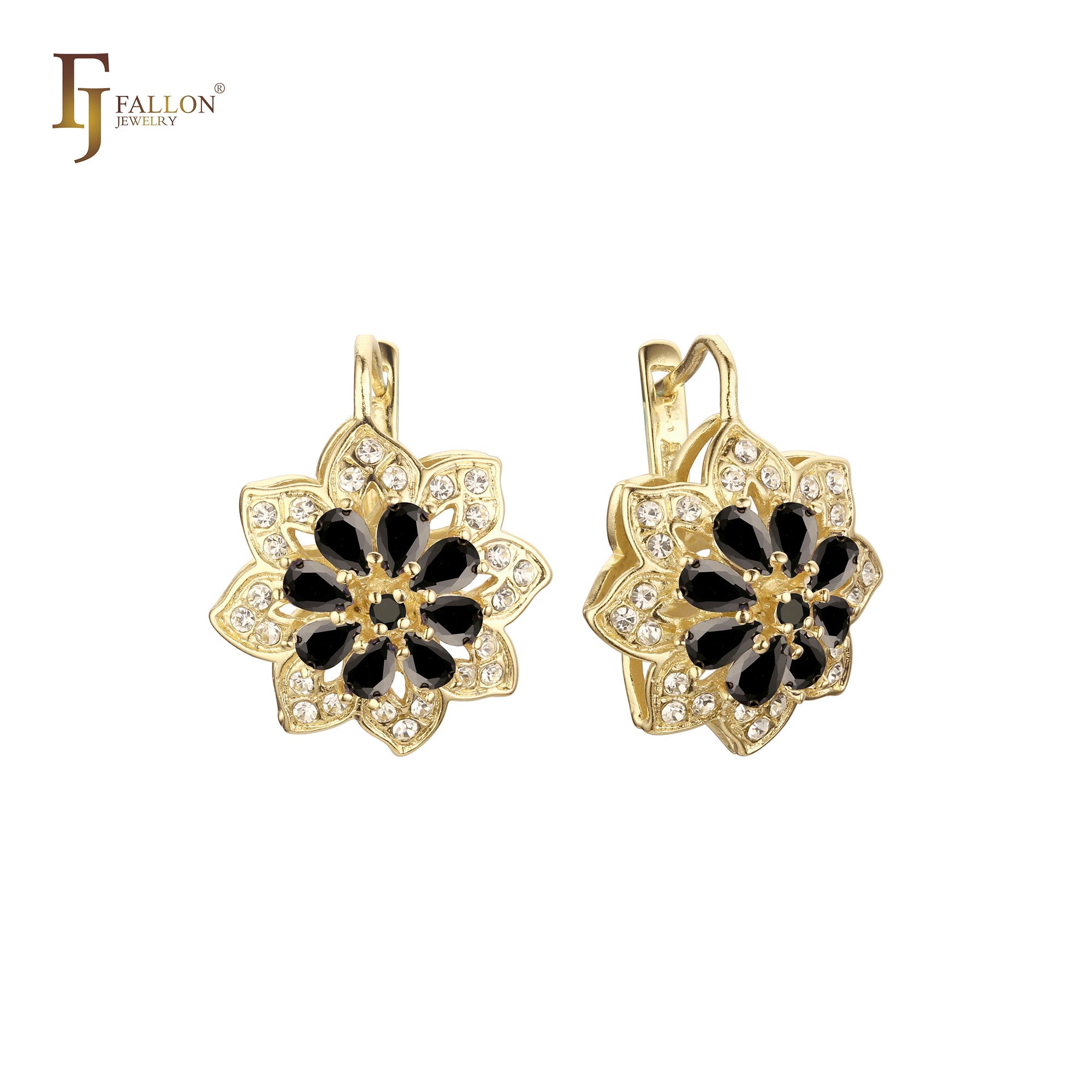 Cluster-Ohrringe mit Sonnenblumenbl¨¹ten in den Farben 14 Karat Gold, Wei?gold und Ros¨¦gold