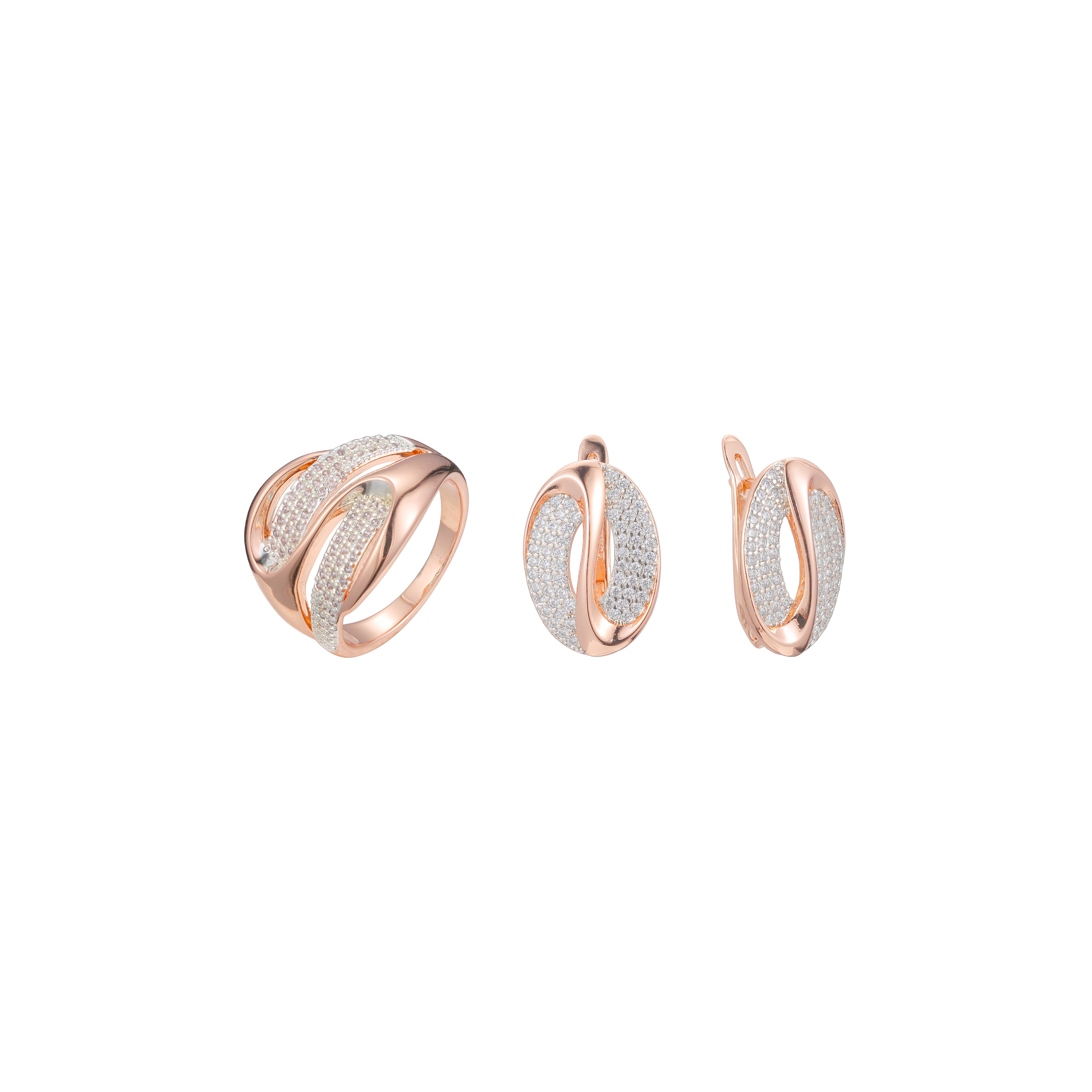 Rose Gold two tone cluster white stones set