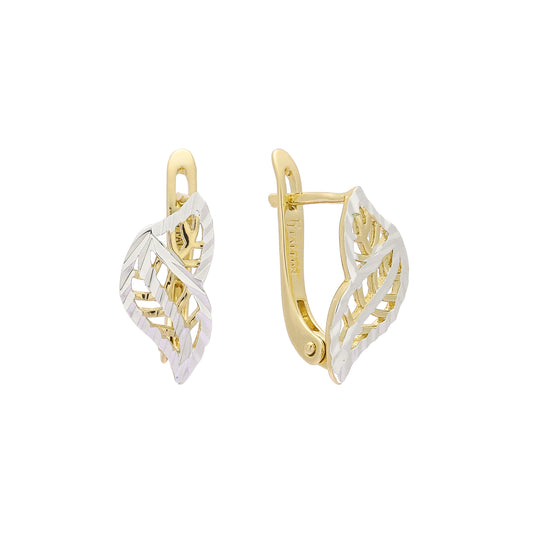 Brincos em ouro 14K, ouro rosa, duas cores de revestimento