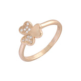 Rose Gold triple heart leaves Fashion rings