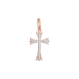 Cluster white CZs 14K Gold, Rose Gold or White Gold Latin Cross Pendant
