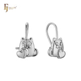 Aretes infantiles de mapache con gancho de alambre en Oro 14K, oro rosa, baño de dos tonos