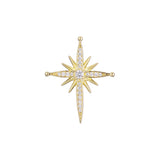 Cluster White CZs Shiny Rose Gold, 14K Gold Star pendant