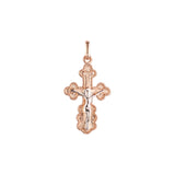 🔥 Eastern Orthodox Russian budded pendant in 14K Gold, Rose Gold two tone & White Gold plating colors