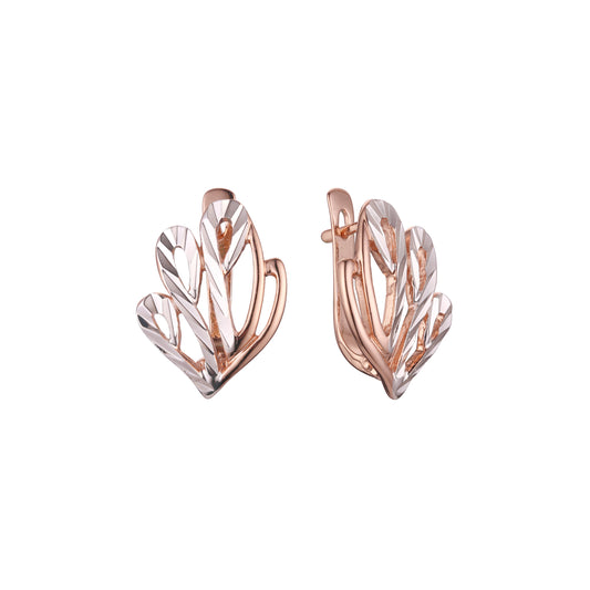 14K 金、玫瑰金耳环，双色