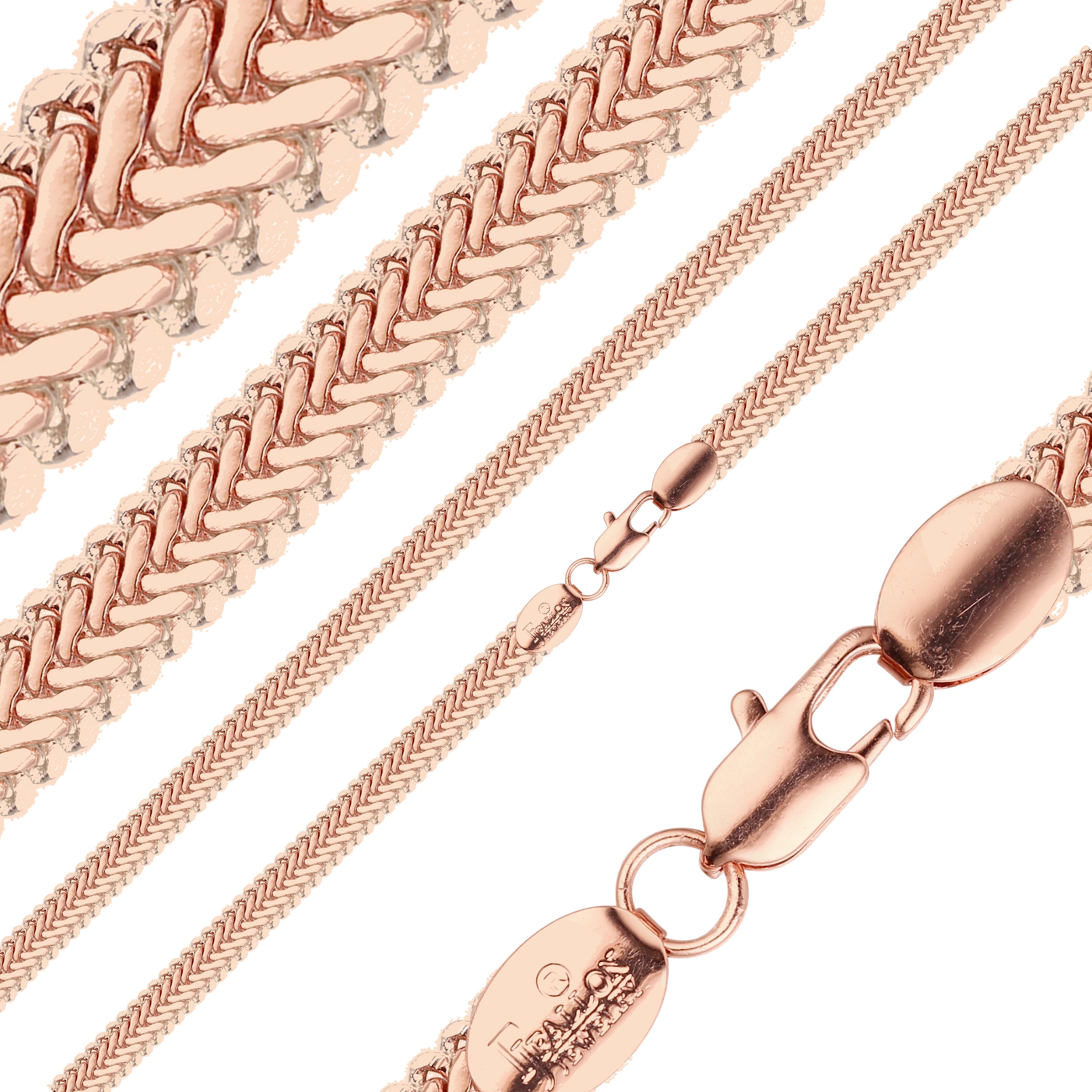 Cadenas de serpiente enchapadas en Oro 14K, oro rosa, dos tonos.