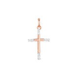 Pingente de cruz latina em ouro rosa de dois tons, cores banhadas a ouro 14K