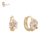 Pendientes Huggie de oro rosa y oro de 14 quilates con circonita blanca redondeada y solitario