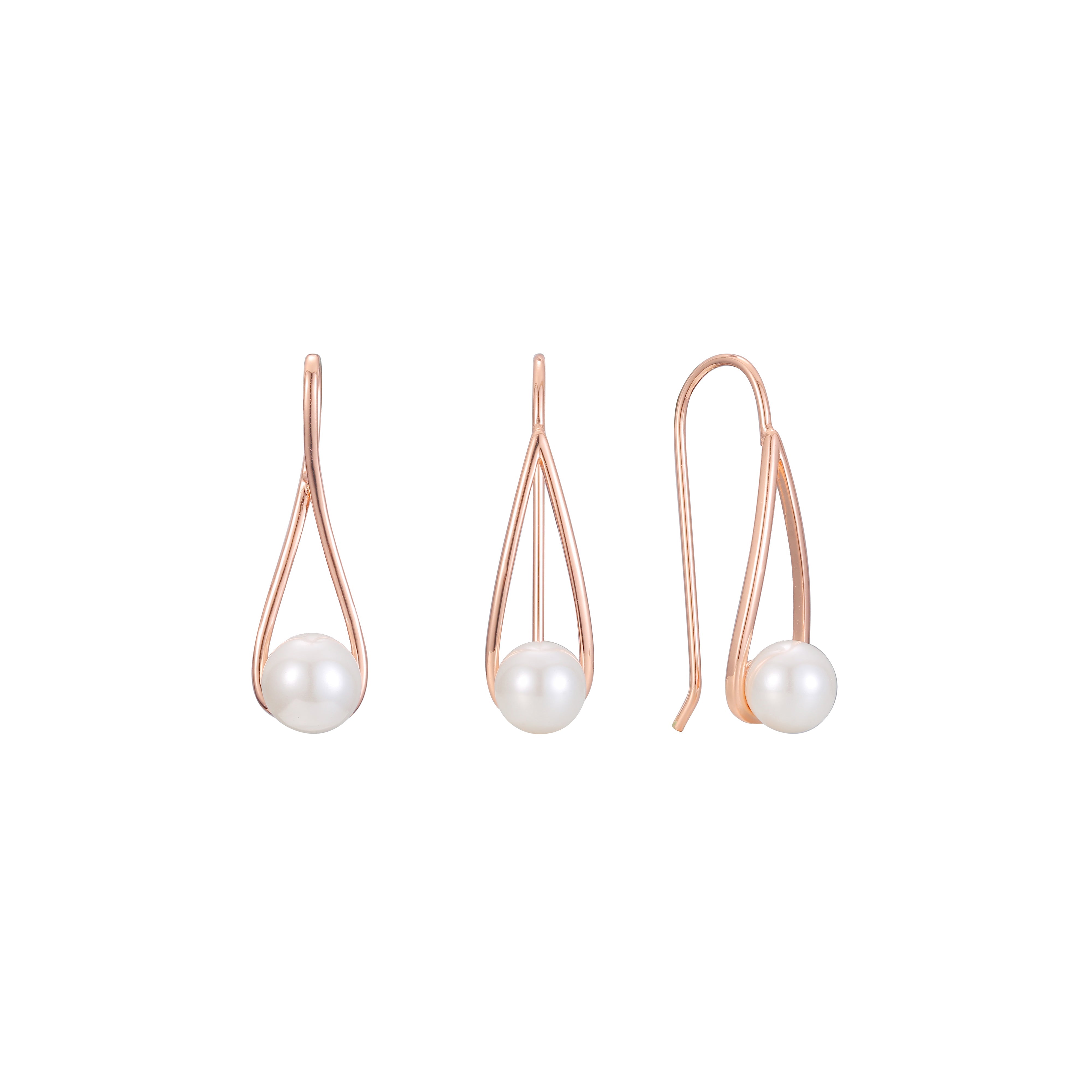 Conjunto de gancho de arame pérola de ouro rosa