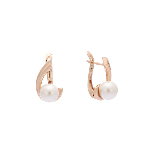 Pearl earrings in 14K Gold, Rose Gold plating colors