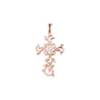 Pingente de cruz Leaves of life em ouro rosa, cores banhadas a ouro branco