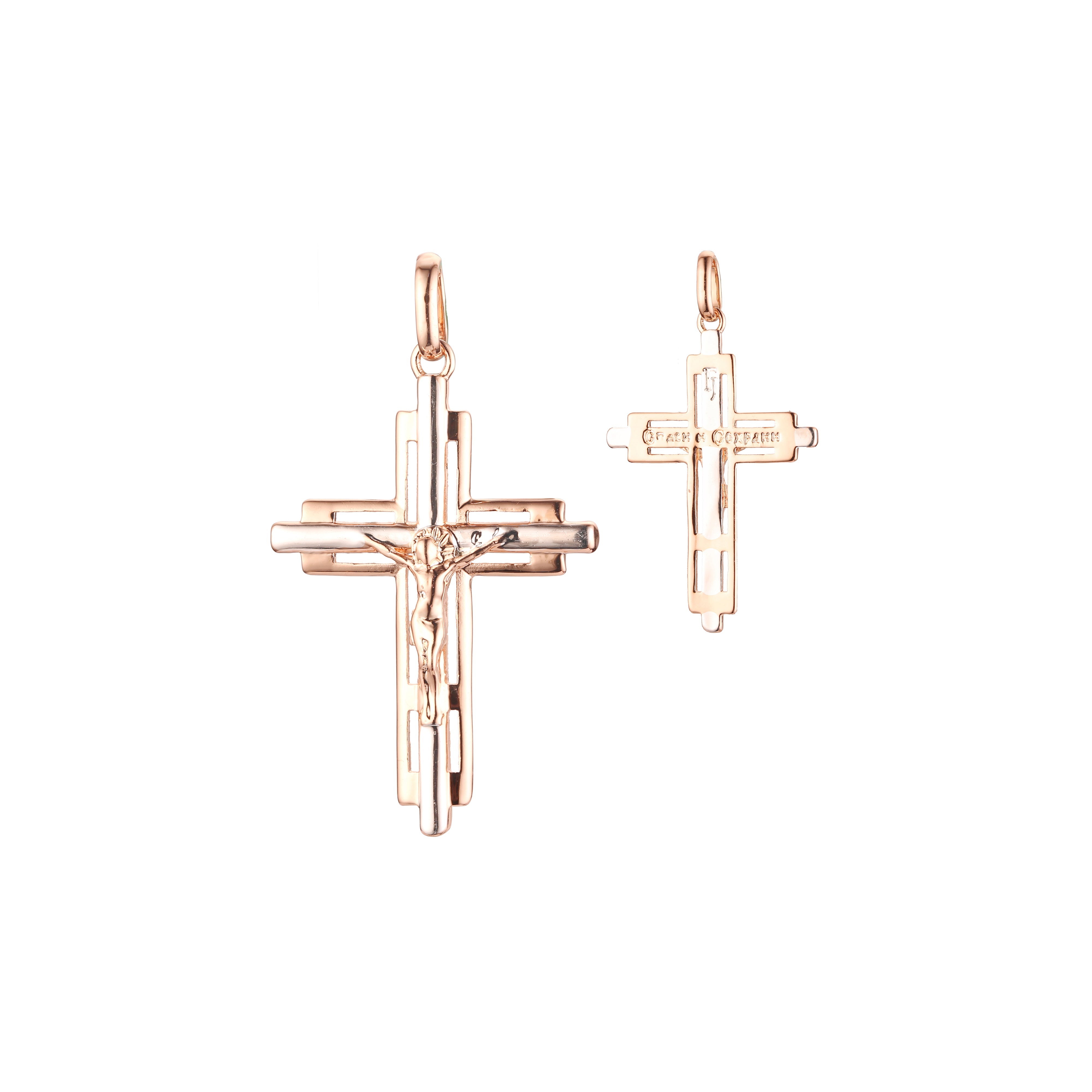 🔥 Eastern Orthodox Russian pendant in Rose Gold two tone, 14K Gold plating colors