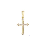Cluster white CZs 14K Gold Latin Budded Cross Pendant