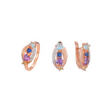 Luxuoso aglomerado cintilante em ouro 14K, ouro rosa, anéis de dois tons e conjunto de joias