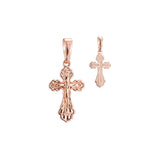 Eastern Orthodox Russian budded pendant in 14K Gold, Rose Gold two tone plating colors