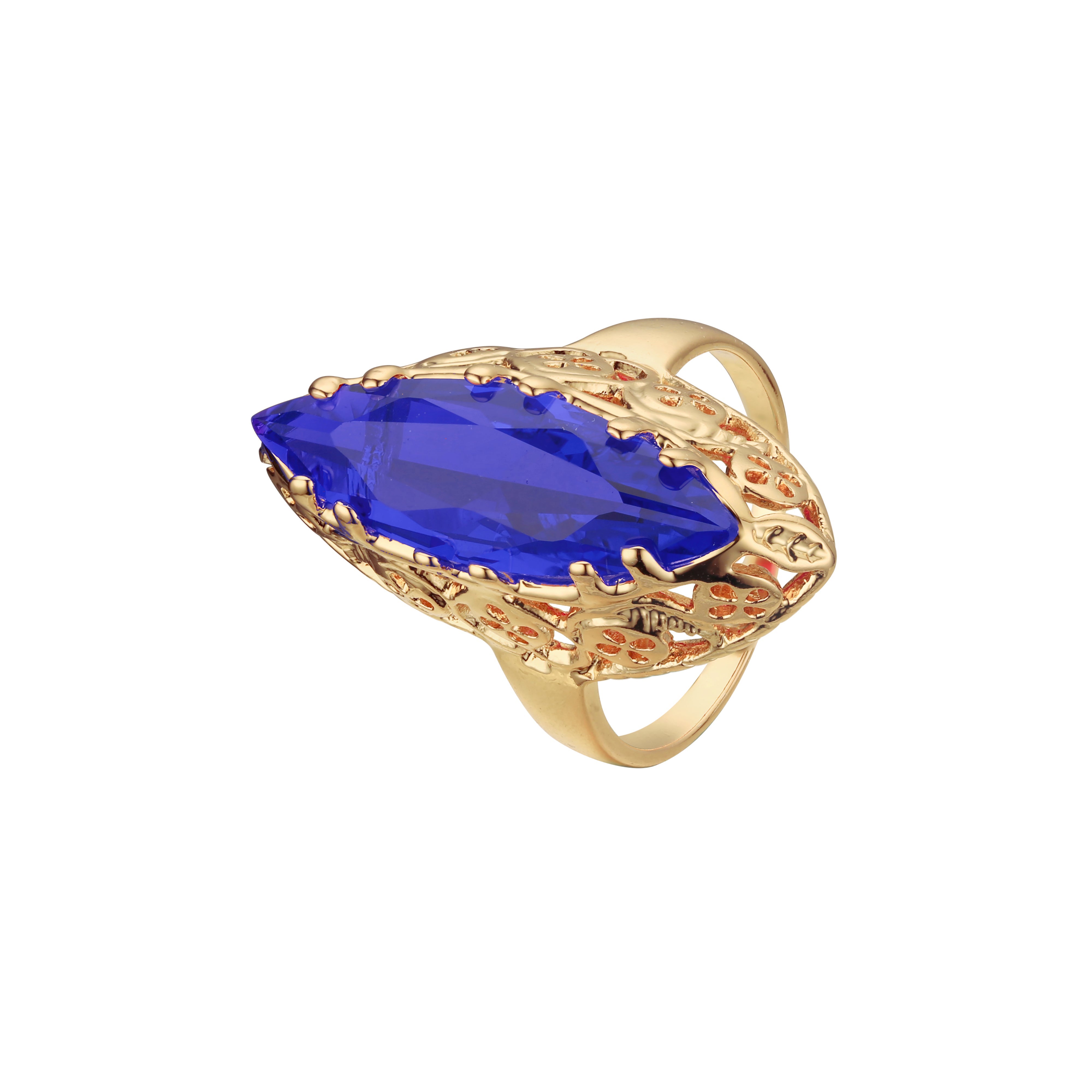 .Trend Luxurious Horse Eye Marquise Solitaire CZ 585 玫瑰金，14K 金戒指
