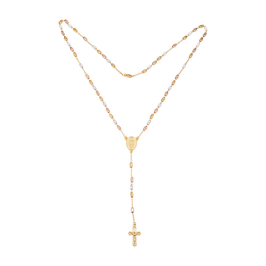 Colar Virgem de Guadalupe e a Cruz Italiana Ouro 18K três tons