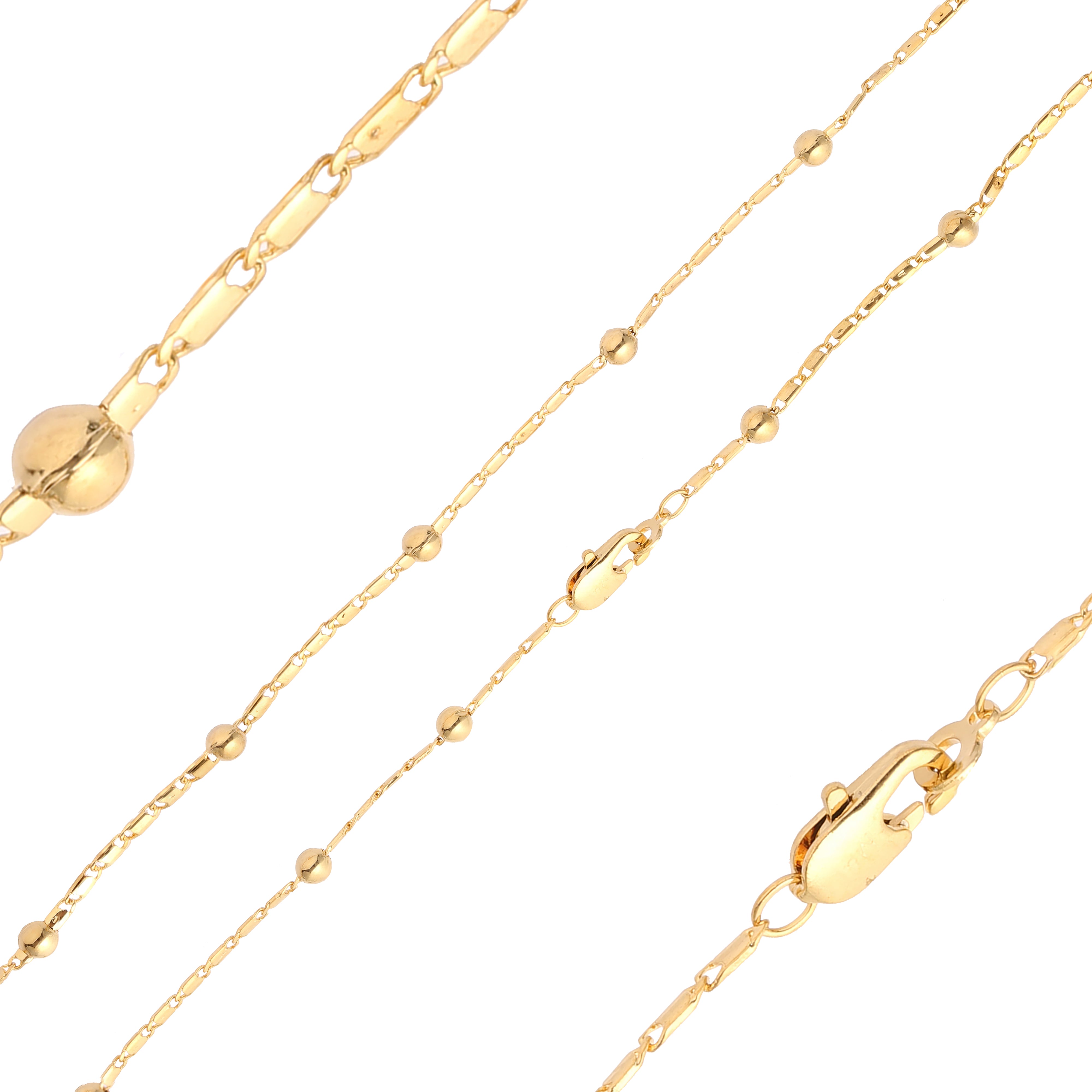 Contas Correntes de elos espelhados banhadas em ouro 14K, ouro rosa, dois tons