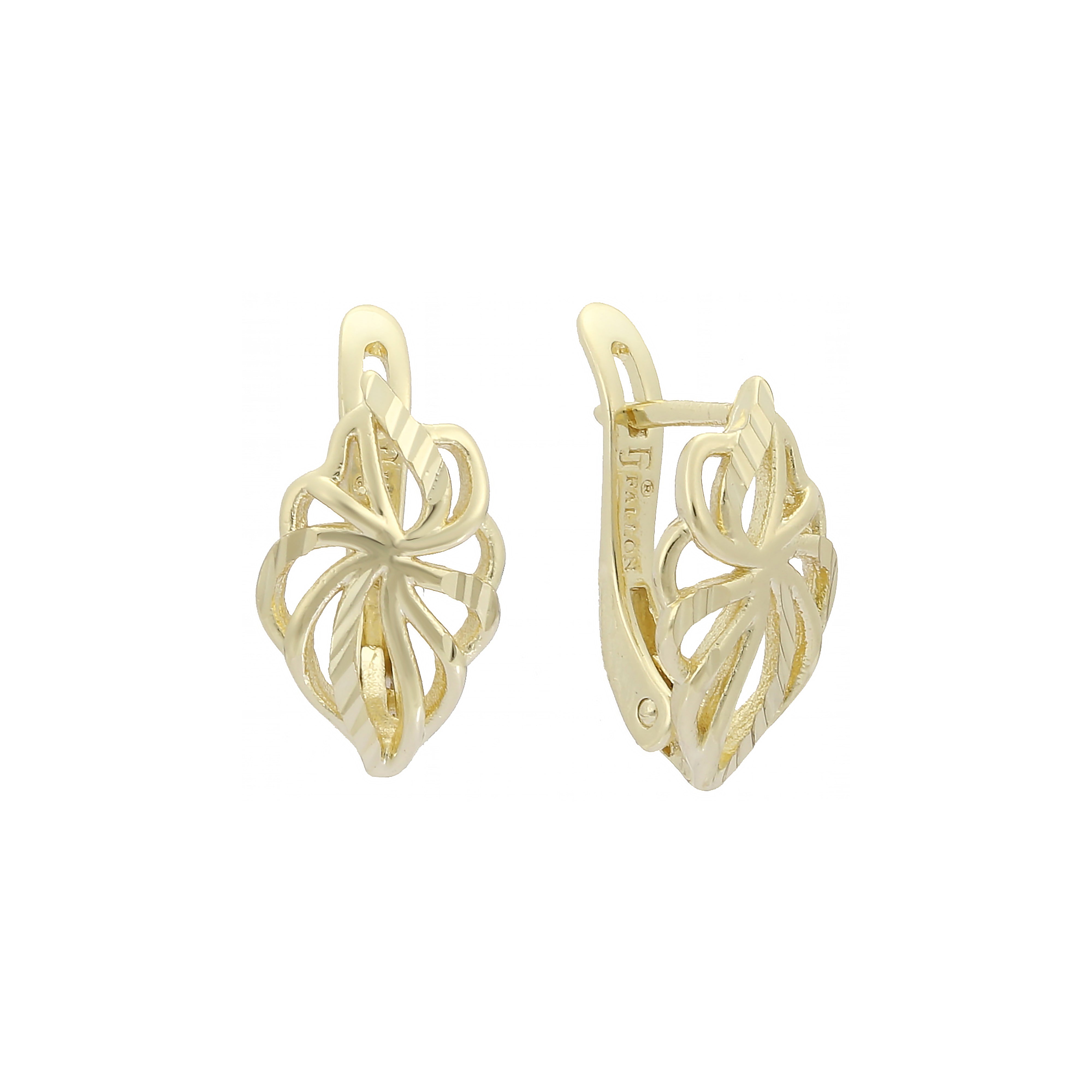 Brincos Leaves em ouro 14K, cores banhadas a ouro rosa
